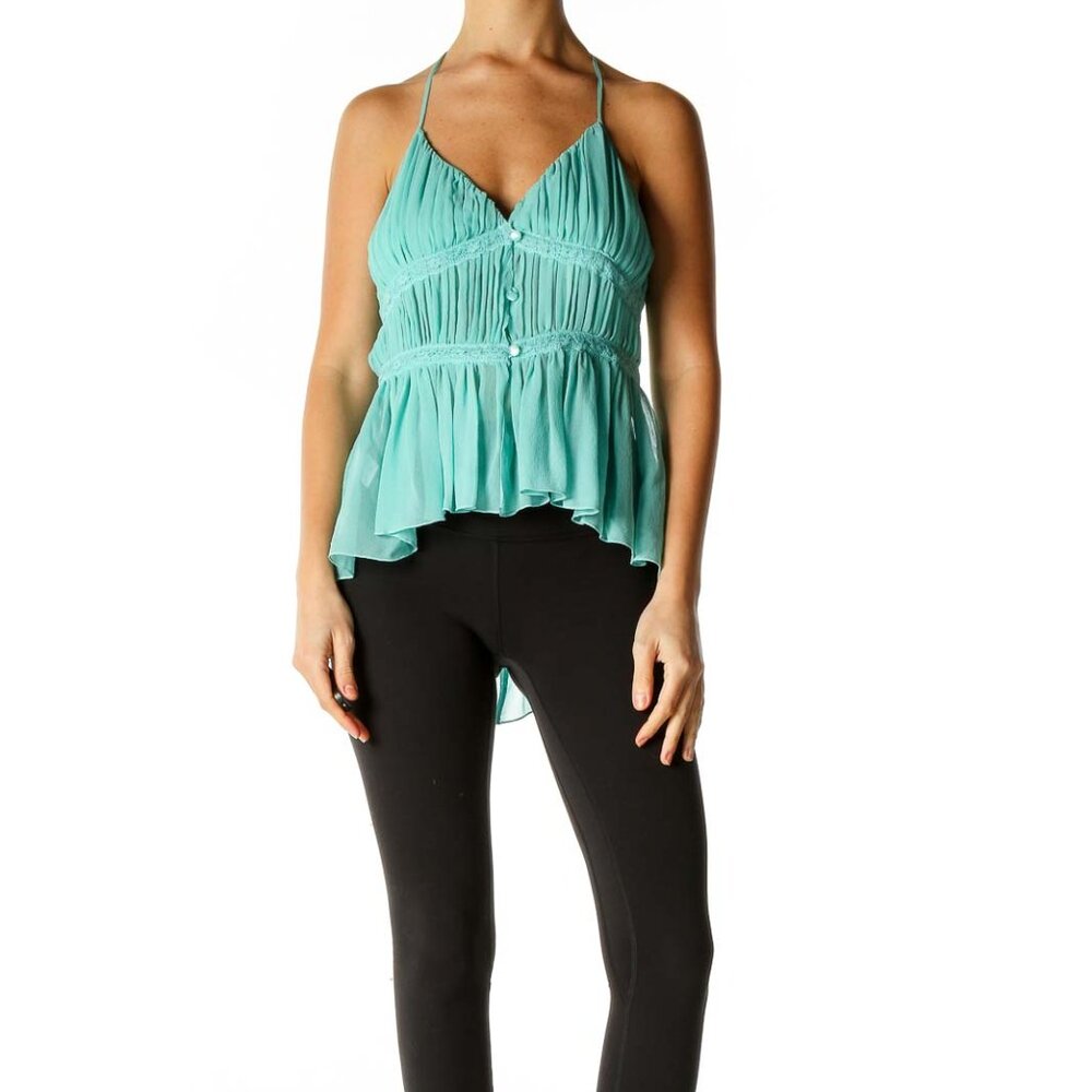 To The Max Blue Solid Holiday Blouse